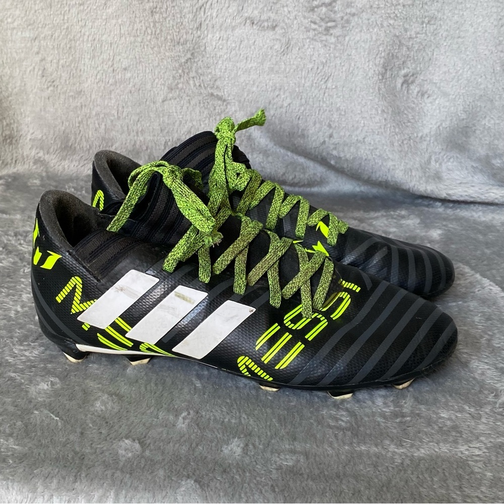 Adidas Shoes Cleats Boys Size 4.5 Lace Up Green-Black Lace Up
